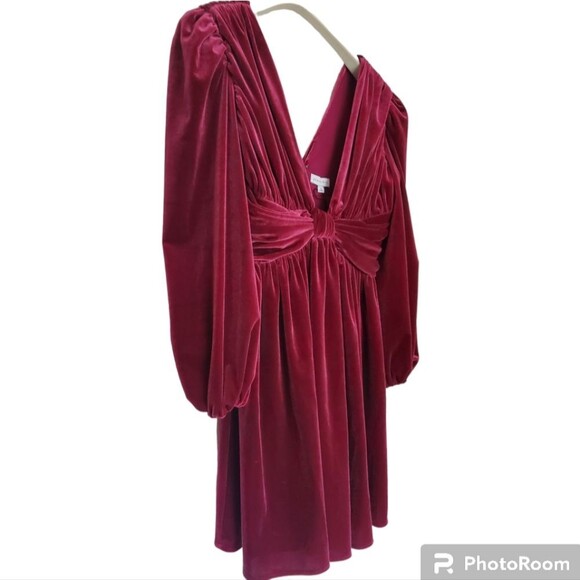 Gianni Bini Jam Mariah 3/4 Sleeve Plunging V-Neck Velvet Mini A-Line Dress 6 NWT - Picture 4 of 14